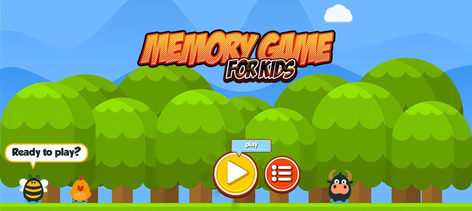 The main menu: the title over a forest, with friends visiting on the grass